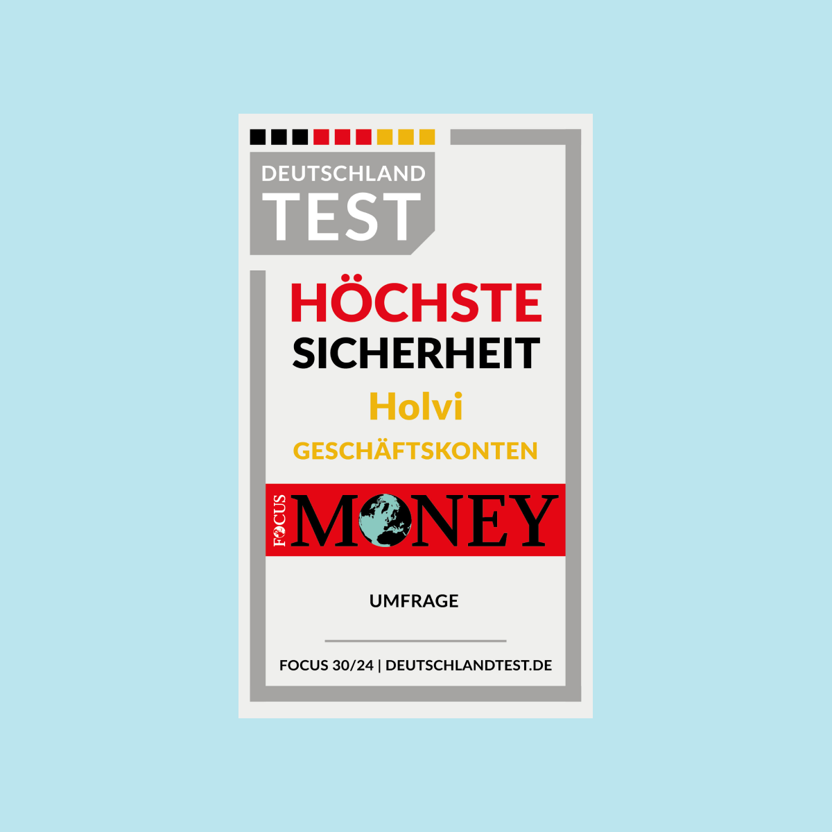 Siegel "Höchste Sicherheit" von Focus Money für das Holvi Geschäftskonto